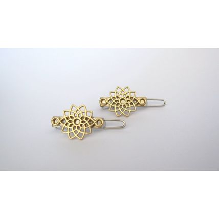 Extra tiny small gold metal flower shape hair pin clip barrette (set of two)