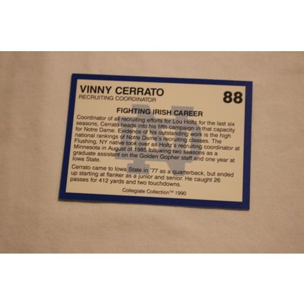 Vinny Cerrato 1990 Collegiate Collection Notre Dame NO. 88