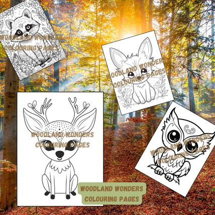 Woodland Wonders Children's Colouring PDF Download Printable Illustrations