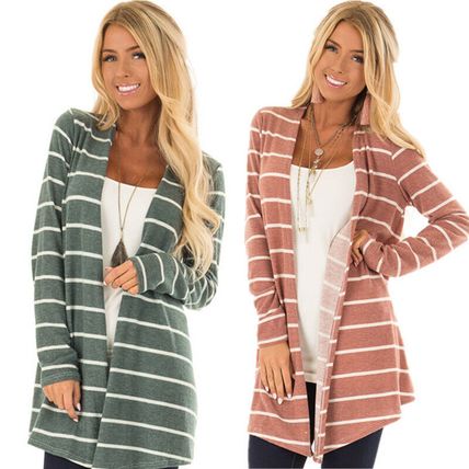 Women's Casual Long Sleeve Striped Knit Cardigan