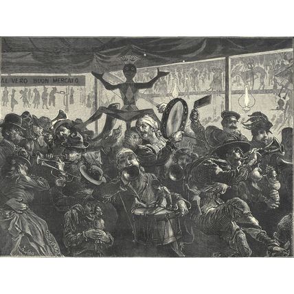 ROME - THE FEAST OF TRUMPETS IN HONOUR OF THE BEFANA 1872 VICTORIAN ENGRAVING