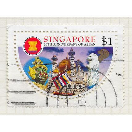 SINGAPORE 1997 ASEAN 30 YEARS $1 USED