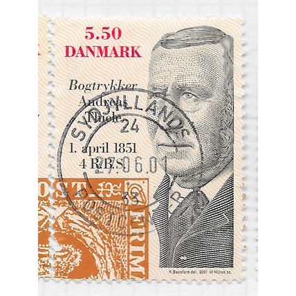DENMARK DANMARK 2001 150 YEARS STAMPS ROYAL PRINTER THIELE 5.50Kr USED