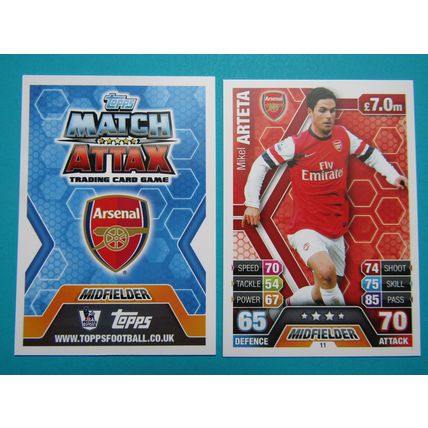 11. Mikel Arteta - Arsenal - Match Attax 2013/14 Football Card EF1
