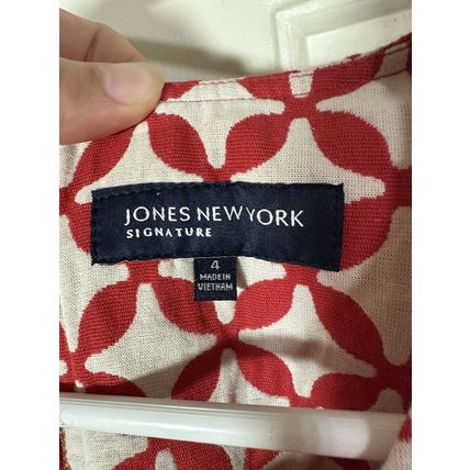 Thick Jones New York Signature Sleeveless Dress Red/White Geometric Pattern Sz 4