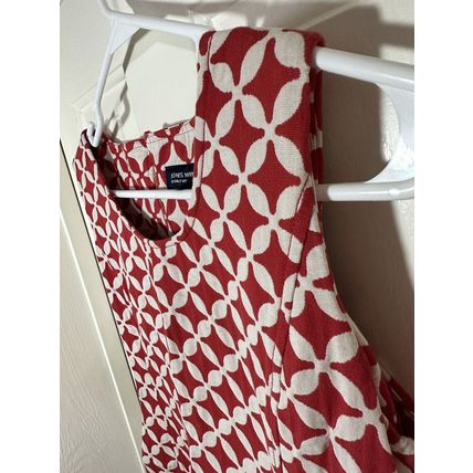Thick Jones New York Signature Sleeveless Dress Red/White Geometric Pattern Sz 4