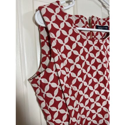 Thick Jones New York Signature Sleeveless Dress Red/White Geometric Pattern Sz 4