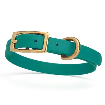 Dog Pet Collar with Brass Hardware Size XS W 1/2” L 9” - 12” Blue Aqua