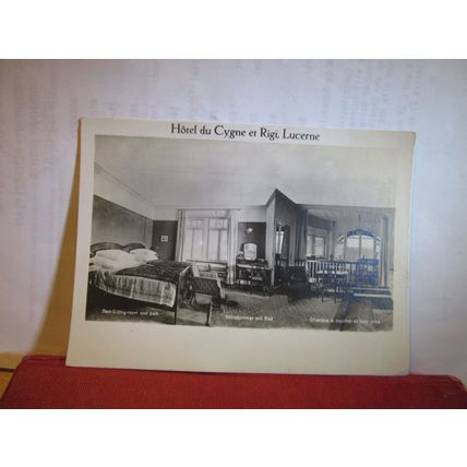 HOTEL DU CYGNE ET RIGI, LUCERNE, SWITZERLAND unused vintage postcard =