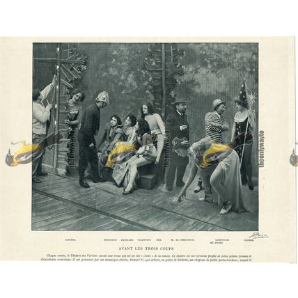 Avant Les Trois Coups, Artists & Director (More Reverse) Book Illustration, 1910