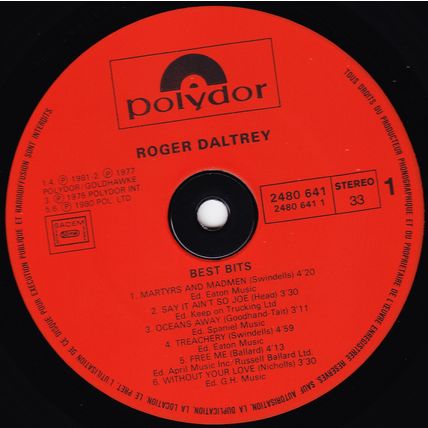 ROGER DALTREY - BEST BITS, France, Polydor, LP, 2480 641, [1982]