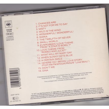 Johnny Mathis : 16 Most Requested Songs. (1986) CD Album