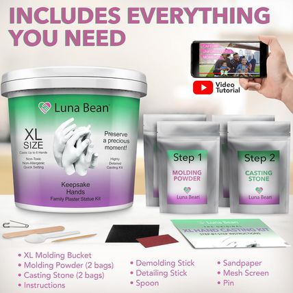 Luna Bean XL Family Hand Casting Kit – Extra-Large Hand Molding Kit for Families