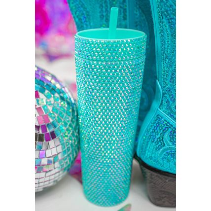 Green Full Rhinestone Straw Cup