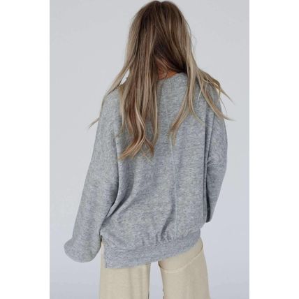 Medium Grey Side Split Drop Shoulder Oversized Top