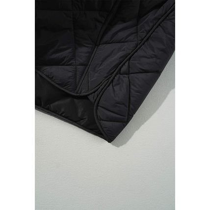 Black Quilted High Neck Button Up Pocket Vest Coat