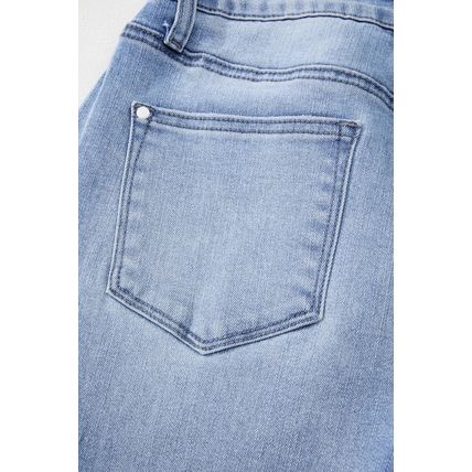 Beau Blue Mineral Wash Raw Hem High Waist Flared Jeans