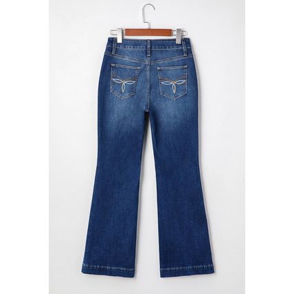 Sail Blue Western Stitch Patched Pocket Bootcut Jeans