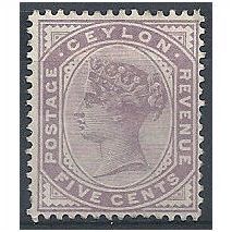 Ceylon 1886 SG195 5c Dull Purple Mounted Mint ..