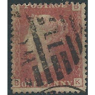 1858 SG43 1d Red Plate 119 Good Used Check Letters "BK"