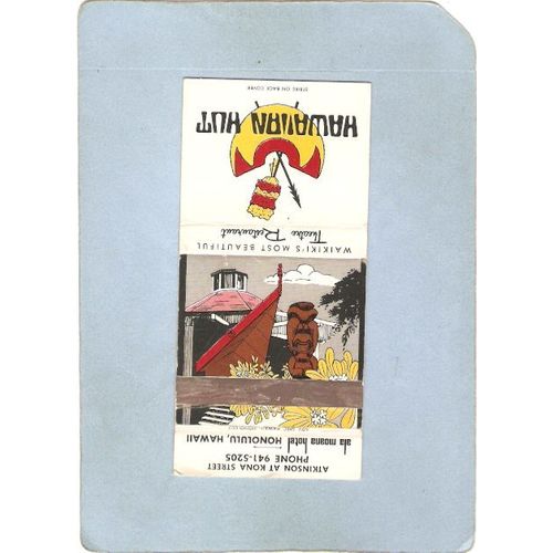 HI Honolulu Matchcover Tiki Hawaiian Hut ~11