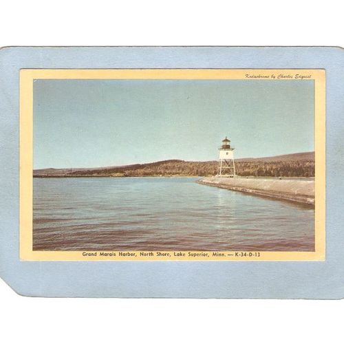 MN Lake Superior Lighthouse Postcard Grand Marias Harbor North Shore light~660