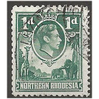 Northern Rhodesia 1951 SG28 1d Green Fine Used . .. .