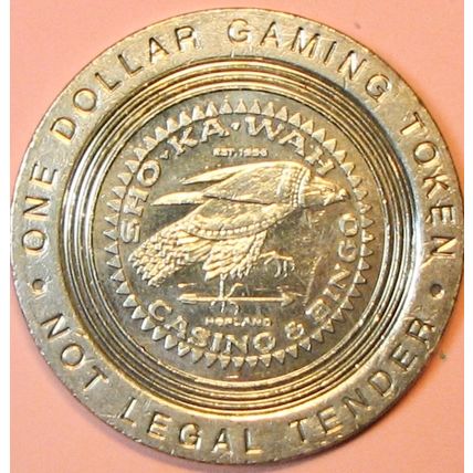 Sho-Ka-Wah. $1 Casino Token. Hopland, CA. P92.