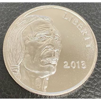 2013 Indian Chief Indian & Buffalo Art Round 1 Troy oz .999 Fine Silver Coin