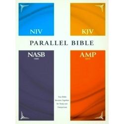 Niv, Kjv, Nasb, Amplified, Parallel Bible, Hardcover Four Bible Versions Togethe