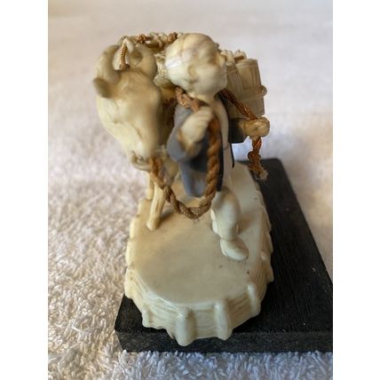 ORIENTAL Two Group Figurines Pre. 1939 Moulded White Plastic on Wood Base