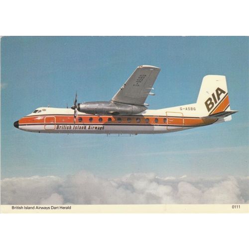 BIA British Iland Airlines Dart Herald Aircraft Postcard (A16034)