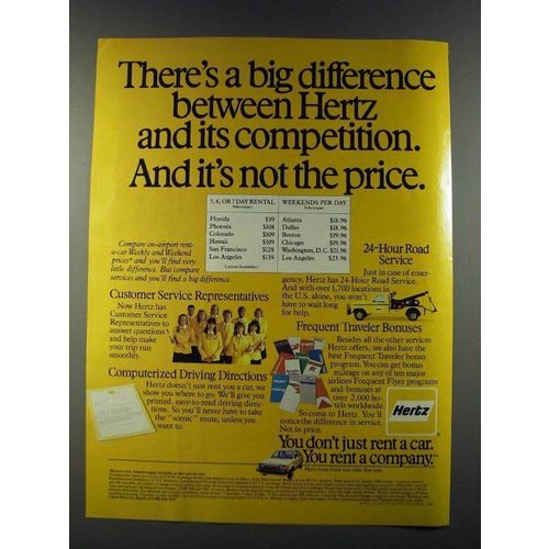 1986 Hertz Rent-a-car Ad - There's a big difference