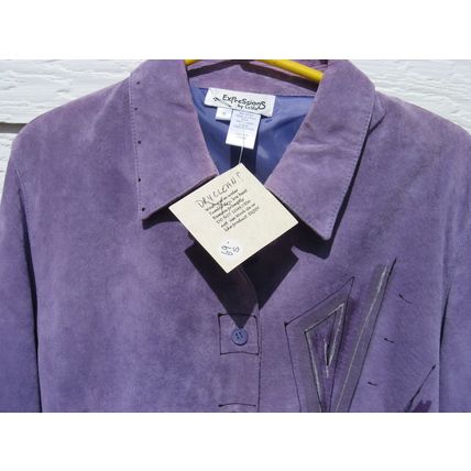 Womens Art Wear Leather Shirt Jacket Small 40 Chest Purple Expressions Leslie