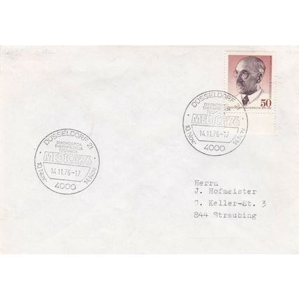 Berlin 1976 Dusseldorf Medica 76 Fair FDC Dusseldorf special cancel typed VGC