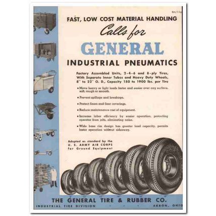 General Tire Rubber Company 1945 vintage industrial catalog pneumatics