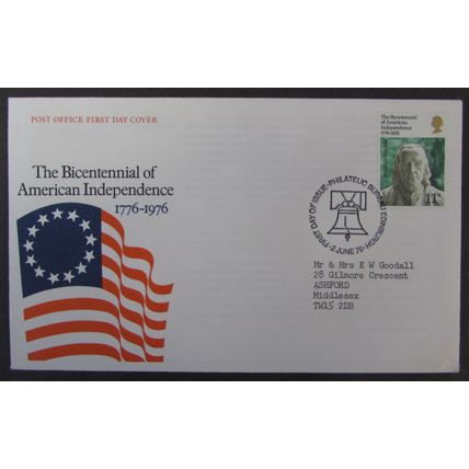 POST OFFICE - BICENTENARY OF AMERICAN INDEPENDENCE FIRST DAY COVER 1976