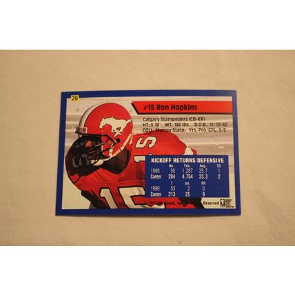 Ron Hopkins 1991 AW Sport All-World CFL NO. 26