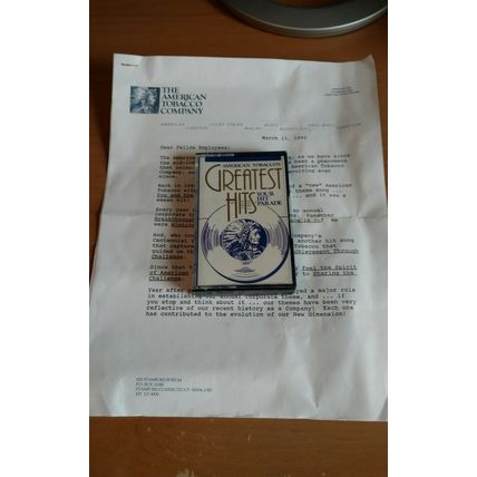 The American Tobacco Company 1992 Greatest Hits Cassette with Company letter