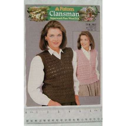 1984 Patons 7827 V neck slipover and waistcoat, DK
