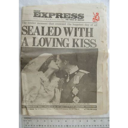 1981 Daily Express - Wedding Charles & Diana, Sealed with a Loving Kiss
