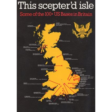 This Scepter'd Isle Map Of US Military Bases Anti War Postcard