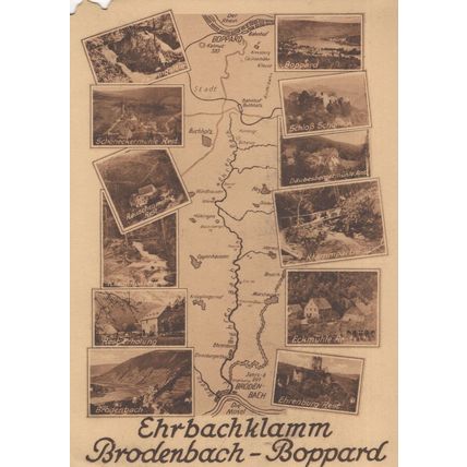 Brodenbach Boppard German Map Old Postcard