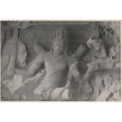 Shiva Killing Demon Andhaka Elephanta Caves Indian RPC Postcard
