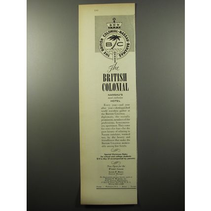 1955 British Colonial Hotel Ad - Nassau's most exclusive hotel
