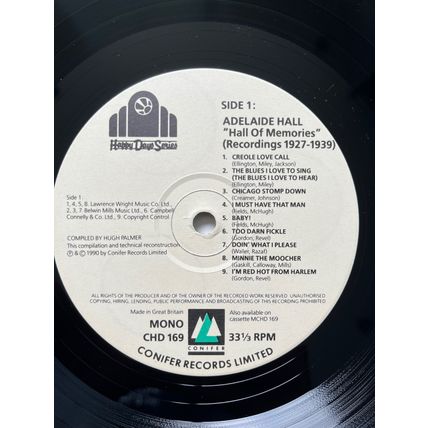 ADELAIDE HALL - HALL OF MEMORIES - RECORDINGS 1927-1939 (VINYL LP)
