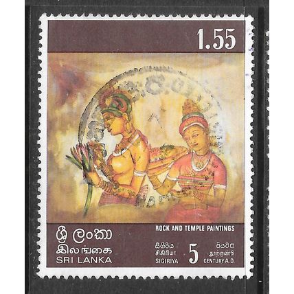SRI LANKA CEYLON ROCK TEMPLE PAINTINGS 1.55 USED SIGIRIYA 5th CENTURY