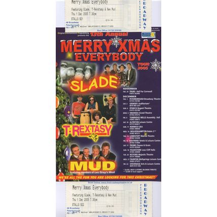 Mud T-Rex Slade 1970s Glam Rock 2x Concert Ticket & Flyer