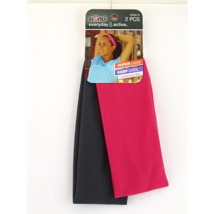 SCUNCI EVERYDAY & ACTIVE SPORTY HEAD BANDS - 2 PCS. (39938-W)