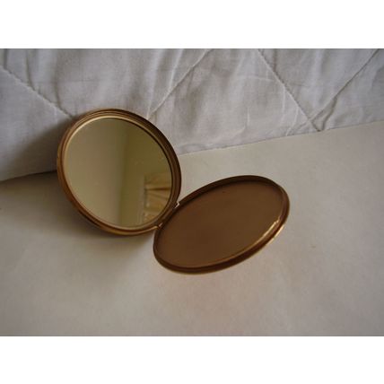 Vintage Black Floral Powder Compact Art Deco Case